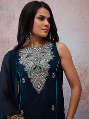 Women Ethnic Motifs Embroidered Regular Thread Work Kurta with Palazzos & With Dupatta