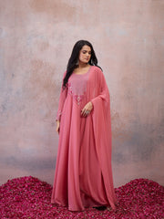 Women Embellished Georgette Anarkali Kurta with Dupatta