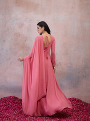 Women Embellished Georgette Anarkali Kurta with Dupatta
