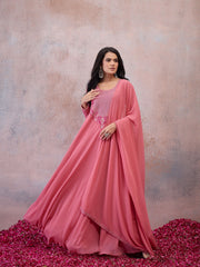 Women Embellished Georgette Anarkali Kurta with Dupatta