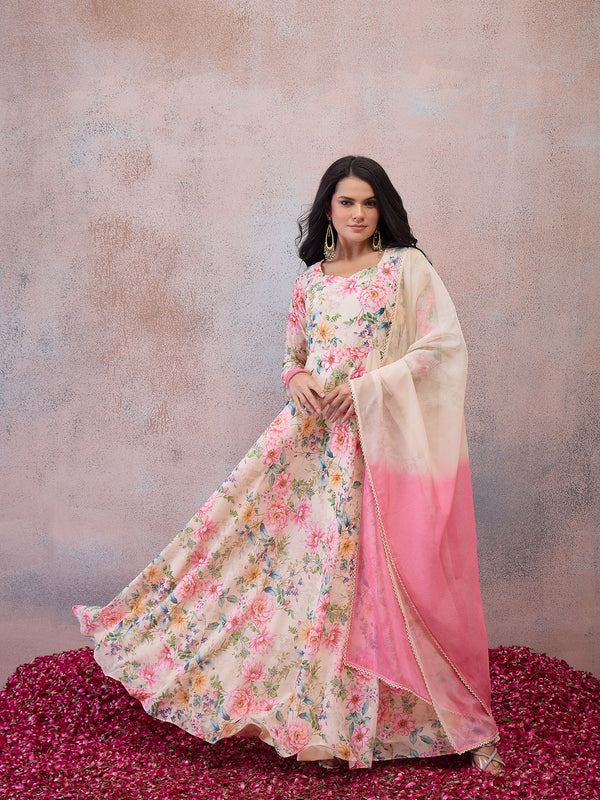 Women Floral Printed Floral Georgette Anarkali Kurta