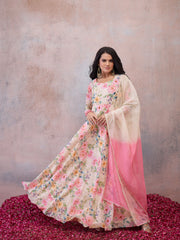 Women Floral Printed Floral Georgette Anarkali Kurta