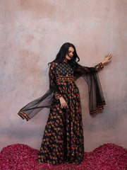 Women Paisley Printed Floral Georgette Anarkali Kurta
