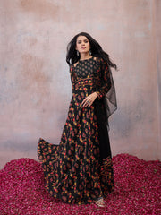 Women Paisley Printed Floral Georgette Anarkali Kurta