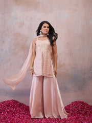 Women Floral Embroidered Regular Thread Work Kurta with Sharara & With Dupatta