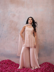 Women Floral Embroidered Regular Thread Work Kurta with Sharara & With Dupatta