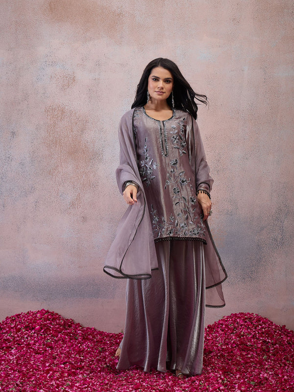 Women Ethnic Motifs Embroidered Regular Thread Work Kurta with Palazzos & With Dupatta