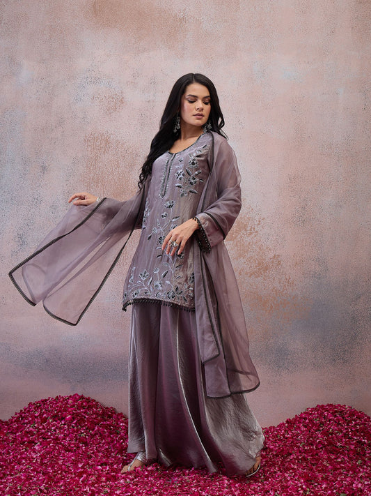 Women Ethnic Motifs Embroidered Regular Thread Work Kurta with Palazzos & With Dupatta