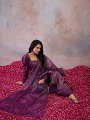 Women Regular Pure Silk Kurta with Palazzos & With Dupatta