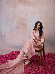 Women Ethnic Motifs Embroidered Regular Thread Work Pure Silk Kurta with Palazzos & With Dupatta