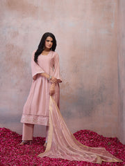 Women Ethnic Motifs Embroidered Regular Thread Work Pure Silk Kurta with Palazzos & With Dupatta