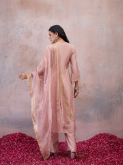 Women Ethnic Motifs Embroidered Regular Thread Work Pure Silk Kurta with Palazzos & With Dupatta