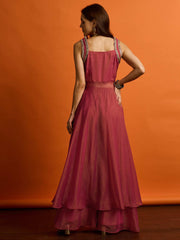Women Layered Thread Work Kurta with Palazzos