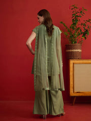 Women Ethnic Motifs Embroidered Regular Sequinned Kurta with Palazzos & Dupatta