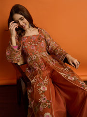 Women Floral Embroidered Empire Thread Work Kurta with Palazzos
