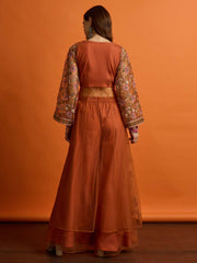 Women Floral Embroidered Empire Thread Work Kurta with Palazzos