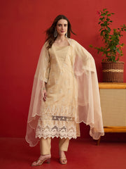 Women Motifs Embroidered Regular Pure Silk Kurta with Trousers & Dupatta