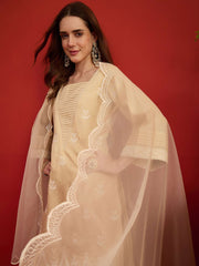 Women Motifs Embroidered Regular Pure Silk Kurta with Trousers & Dupatta