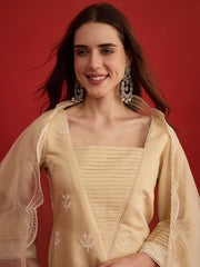 Women Motifs Embroidered Regular Pure Silk Kurta with Trousers & Dupatta