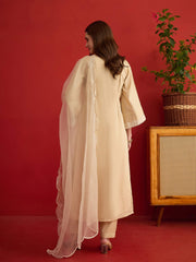 Women Motifs Embroidered Regular Pure Silk Kurta with Trousers & Dupatta