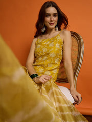 Women Ethnic Motifs Embroidered Angrakha Thread Work Kurti with Palazzos & With Dupatta
