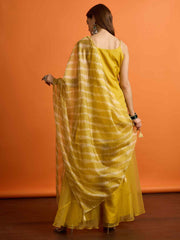 Women Ethnic Motifs Embroidered Angrakha Thread Work Kurti with Palazzos & With Dupatta