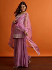 Women Floral Embroidered Regular Thread Work Kurta with Palazzos & Dupatta