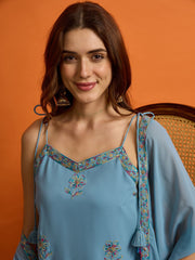 Women Ethnic Motifs Embroidered Regular Thread Work Kurta with Sharara & With Dupatta