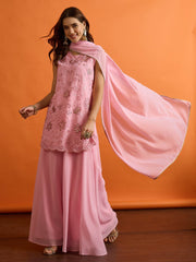 Women Ethnic Motifs Embroidered Regular Thread Work Kurta with Palazzos & With Dupatta