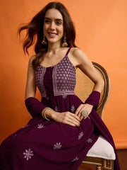 Women Embroidered Thread Work Georgette Kurta
