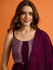 Women Embroidered Thread Work Georgette Kurta