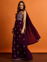 Women Embroidered Thread Work Georgette Kurta