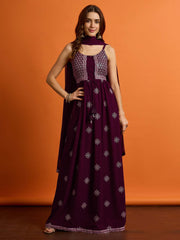 Women Embroidered Thread Work Georgette Kurta