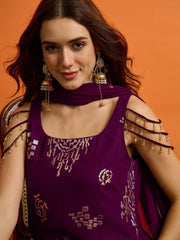 Women Ethnic Motifs Regular Sequinned Kurta with Palazzos & Dupatta