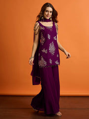 Women Ethnic Motifs Regular Sequinned Kurta with Palazzos & Dupatta