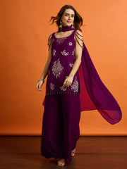 Women Ethnic Motifs Regular Sequinned Kurta with Palazzos & Dupatta