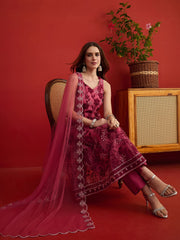 Women Floral Embroidered Regular Thread Work Kurta with Trousers & With Dupatta