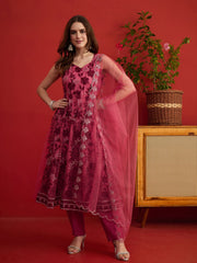 Women Floral Embroidered Regular Thread Work Kurta with Trousers & With Dupatta