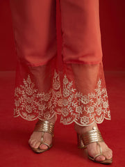 Women Ethnic Motifs Regular Thread Work Kurta with Palazzos & With Dupatta