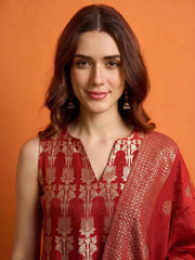 Women Ethnic Motifs Regular Pure Silk Kurta with Palazzos & With Dupatta
