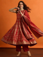 Women Ethnic Motifs Regular Pure Silk Kurta with Palazzos & With Dupatta