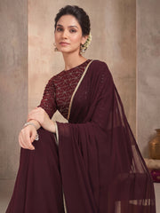 Embroidered Poly Georgette Saree
