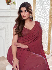Floral Sequinned Poly Georgette Saree
