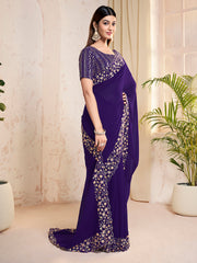 Sequinned Poly Georgette Saree