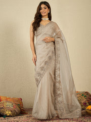 Embellished Embroidered Organza Heavy Work Saree