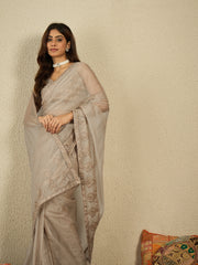 Embellished Embroidered Organza Heavy Work Saree