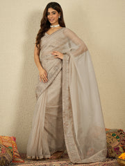 Embellished Embroidered Organza Heavy Work Saree