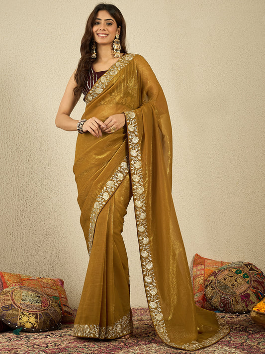 Floral Embroidered Silk Blend Saree