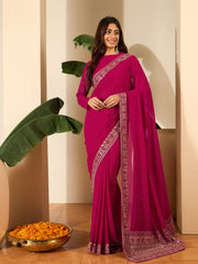 Embellished Embroidered Poly Georgette Saree
