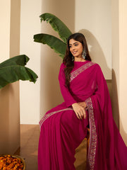 Embellished Embroidered Poly Georgette Saree